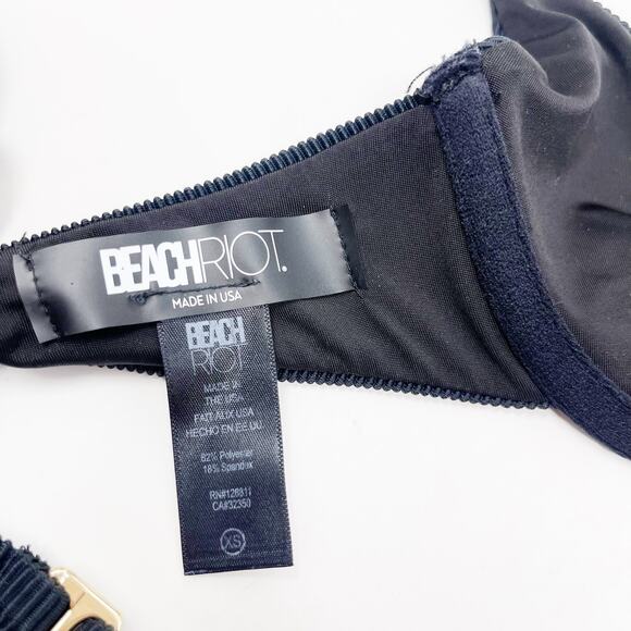 Beach Riot XSmall Black Camilla Bikini Top Ribbed Balconette Underwire Unpadded - Picture 7 of 10